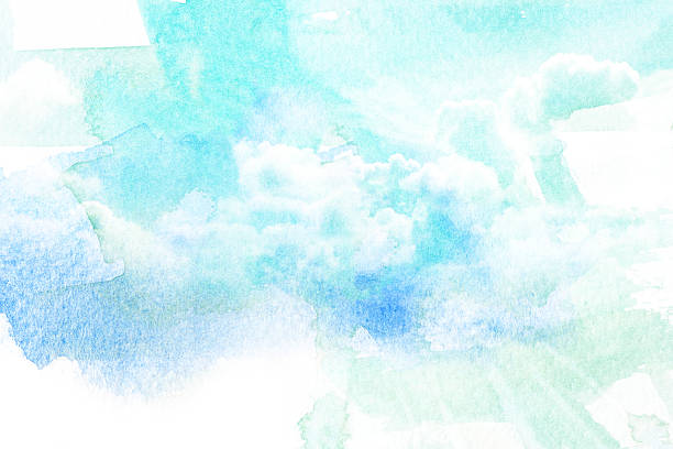 istock Watercolor illustration of sky with cloud. 596371202