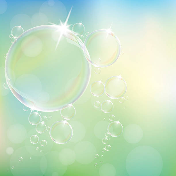 Realistic soap bubbles Realistic soap bubbles with rainbow reflection set isolated eps10 vector illustration. round bar of soap stock illustrations