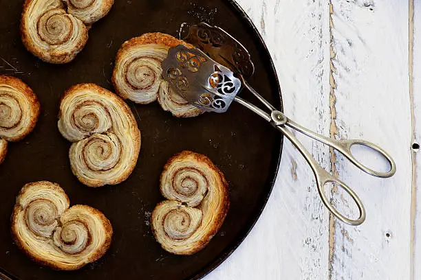 Photo of Palmier biscuits or french pastry made of puff pastry