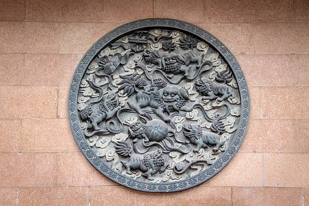 istock Lions Panel in Jing An Tranquility Temple - Shanghai, China 596374202