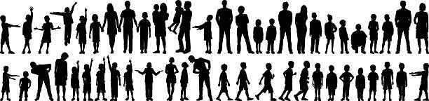 hochdetaillierte familien - child silhouette mother parent stock-grafiken, -clipart, -cartoons und -symbole