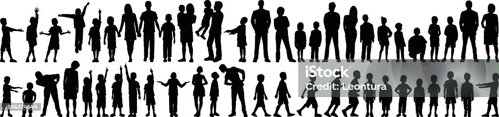 Highly Detailed Families Families to a high level of detail. In Silhouette stock vector