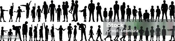 Highly Detailed Families Stock Illustration - Download Image Now - In Silhouette, Teenager, Child