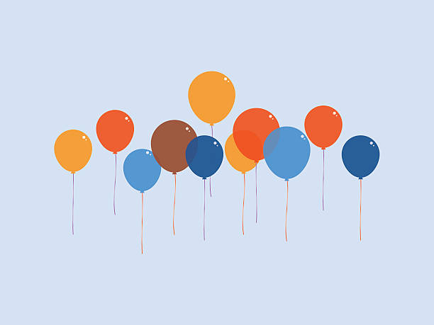 공중에 떠있는 다채로운 풍선 - balloon stock illustrations
