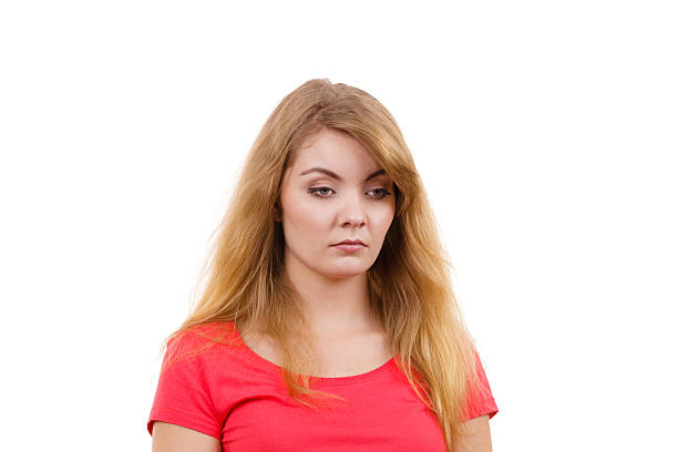 istock Woman sad gigl portrait isolated 596375396