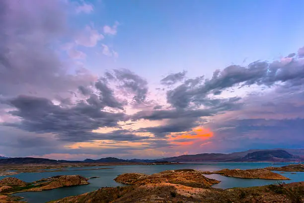Lake Mead  Nevada  at sunset