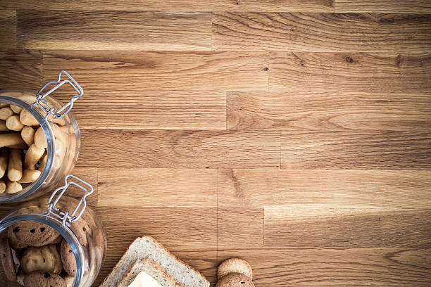 Breakfast preparing,biscuits and bread stock photo