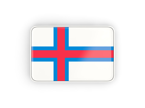 Flag of faroe islands, rectangular icon with white border. 3D illustration