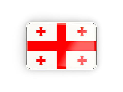 Flag of georgia, rectangular icon with white border. 3D illustration