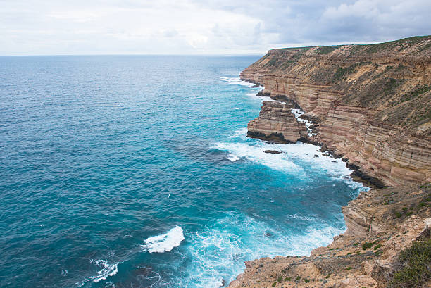 Scenic view along Indian Ocean cliff coast of Kalbarri National Park, Western Australia.
