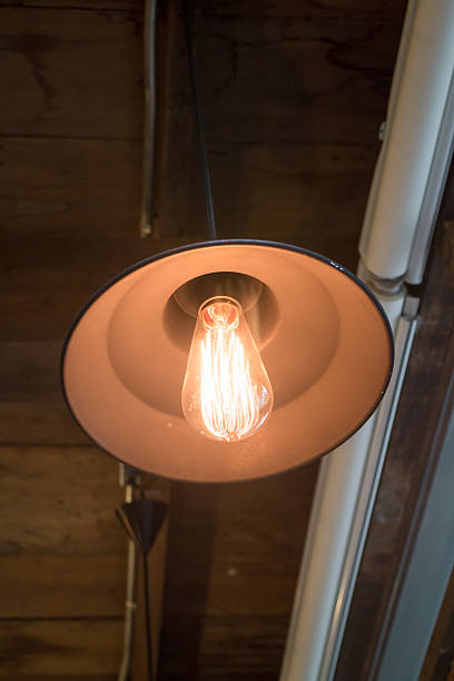 istock Retro light of black hanging lamp 596377318