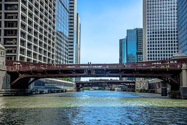 Monroe Street Bridge Crossing Chicago River