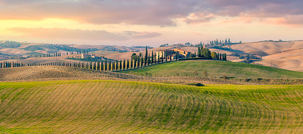 panoramiczny widok na krajobraz toskanii - pienza tuscany italy landscape zdjęcia i obrazy z banku zdjęć