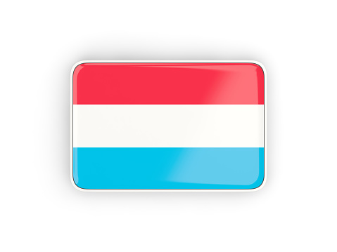 Flag of luxembourg, rectangular icon with white border. 3D illustration