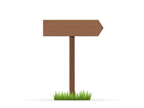 ilustrações de stock, clip art, desenhos animados e ícones de right arrow road sign on grass - directional sign wood sign footpath