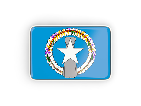 Flag of northern mariana islands, rectangular icon with white border. 3D illustration