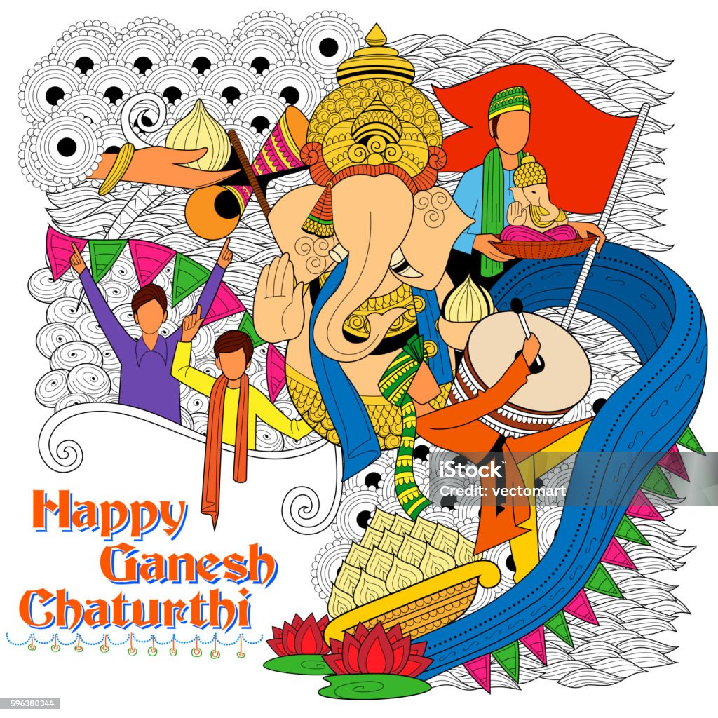 Lord Ganapati Background For Ganesh Chaturthi Stock Illustration ...
