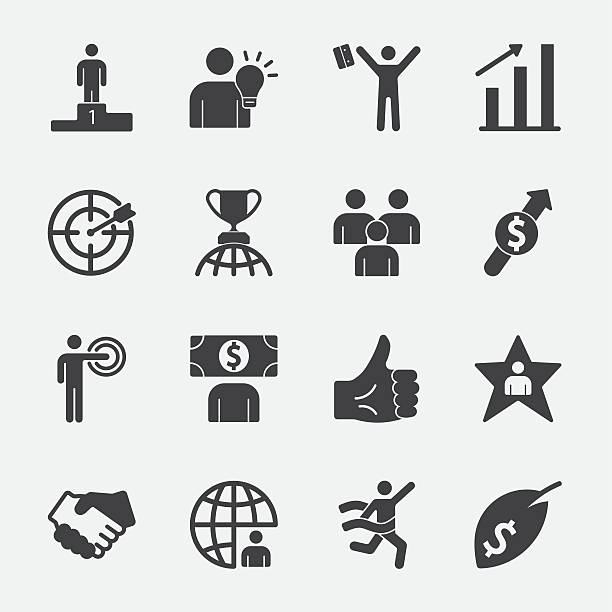 ビジネス成功ベクトルアイコン - symbol aspirations target icon set点のイラスト素材／クリップアート素材／マンガ素材／アイコン素材