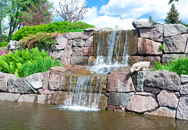 istock Waterfall in a city park 596386186