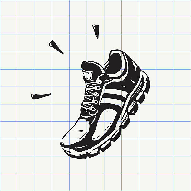 illustrations, cliparts, dessins animés et icônes de icône de griffonnage de chaussures de sport - paire de baskets