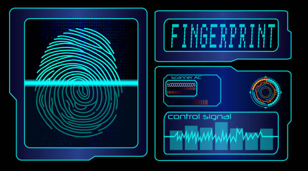 scannen des hintergrunds der menschlichen fingerabdrucktechnologie - individuality identity computer graphic forensic science stock-grafiken, -clipart, -cartoons und -symbole