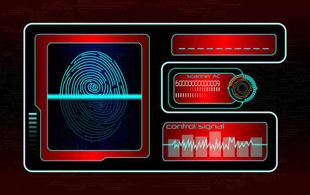 scannen des hintergrunds der menschlichen fingerabdrucktechnologie - individuality identity computer graphic forensic science stock-grafiken, -clipart, -cartoons und -symbole