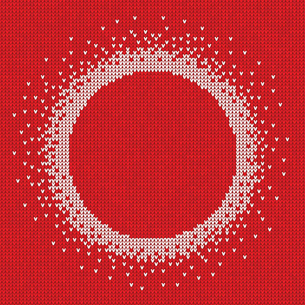 Handmade knitted seamless abstract background red pattern with round frame Vector illustration Handmade knitted seamless abstract background red pattern with white round frame cardigan clothing template fashion stock illustrations