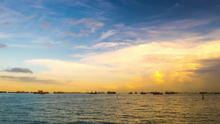 Skyline of Singapore harbour