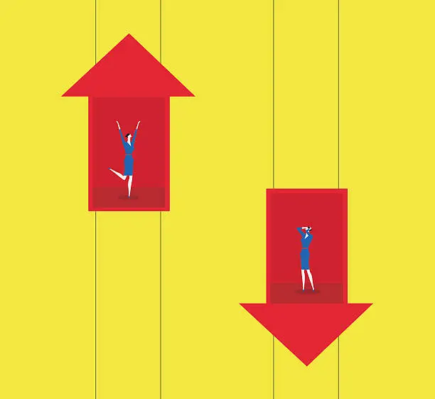 Vector illustration of One arrow upward, one downward