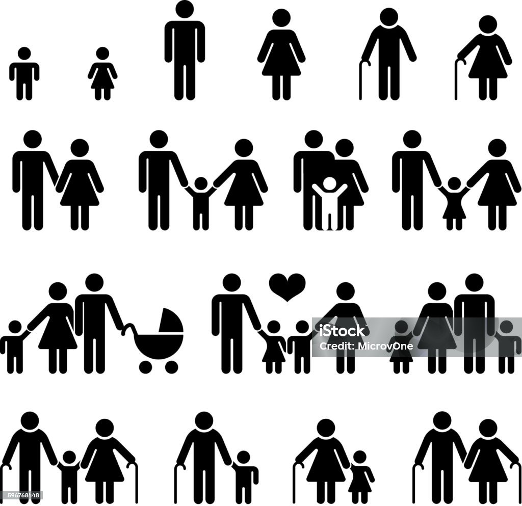 Family and people vector icons Family and people vector icons. Father and mother with boy and girl illustration Family stock vector