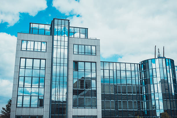 istock Majestic modern glass building for commercial use 596768584
