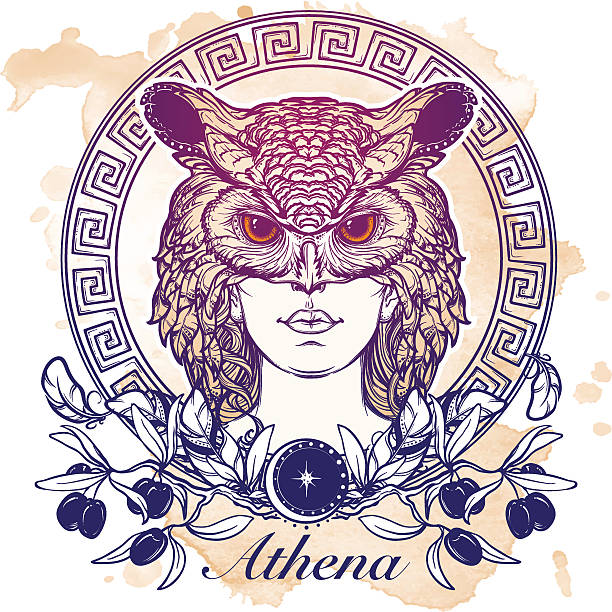 illustrazioni stock, clip art, cartoni animati e icone di tendenza di schizzo athena isolato su sfondo grunge - minerva