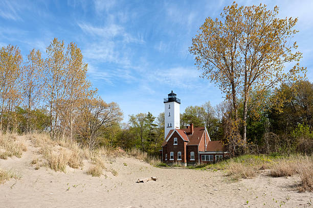 istock Presque Isle lighthouse, built in 1872 596772626
