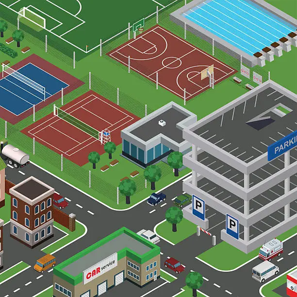 Vector illustration of Isometric vector city