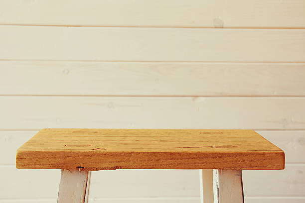 istock empty small table in front wooden wooden planks background 596774704