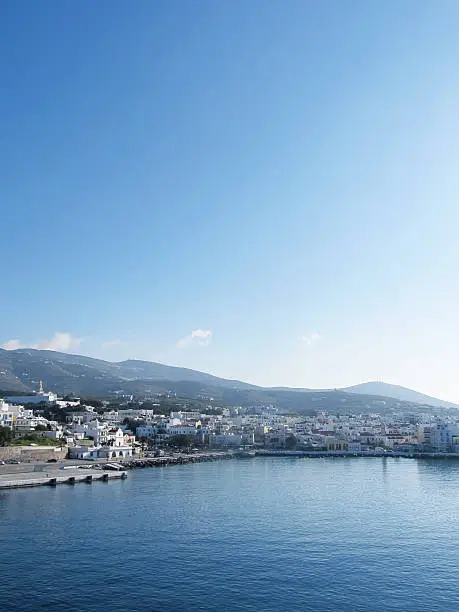 Upperdeck view of Tinos island on a calm weather day