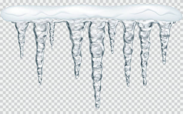 ilustraciones, imágenes clip art, dibujos animados e iconos de stock de carámbanos colgantes con nieve - icicle ice backgrounds melting