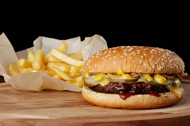 istock Burger (hamburger) with french fries 596776036