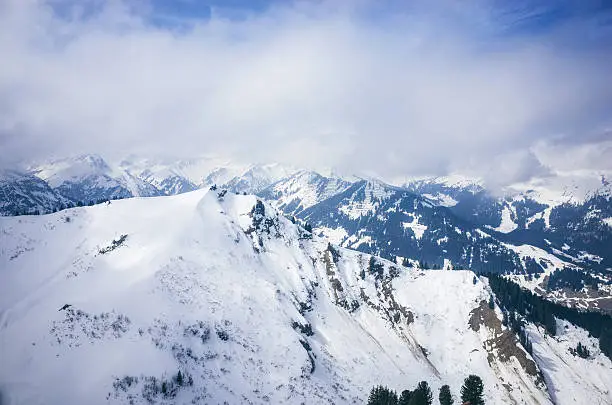 Beautiful winter landscape in the mountains near Oberstdorf, Germany