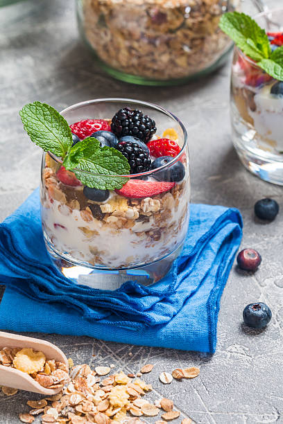 istock Homemade yogurt with baked granola 596777286