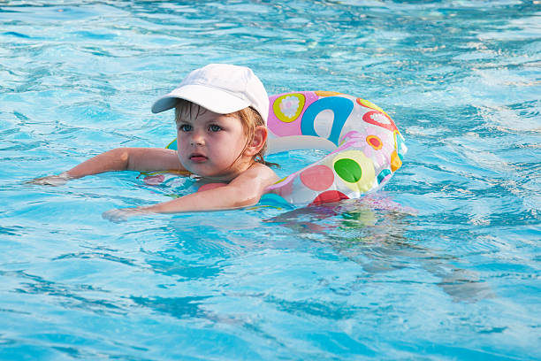 istock little girl swims in a pool 596778572