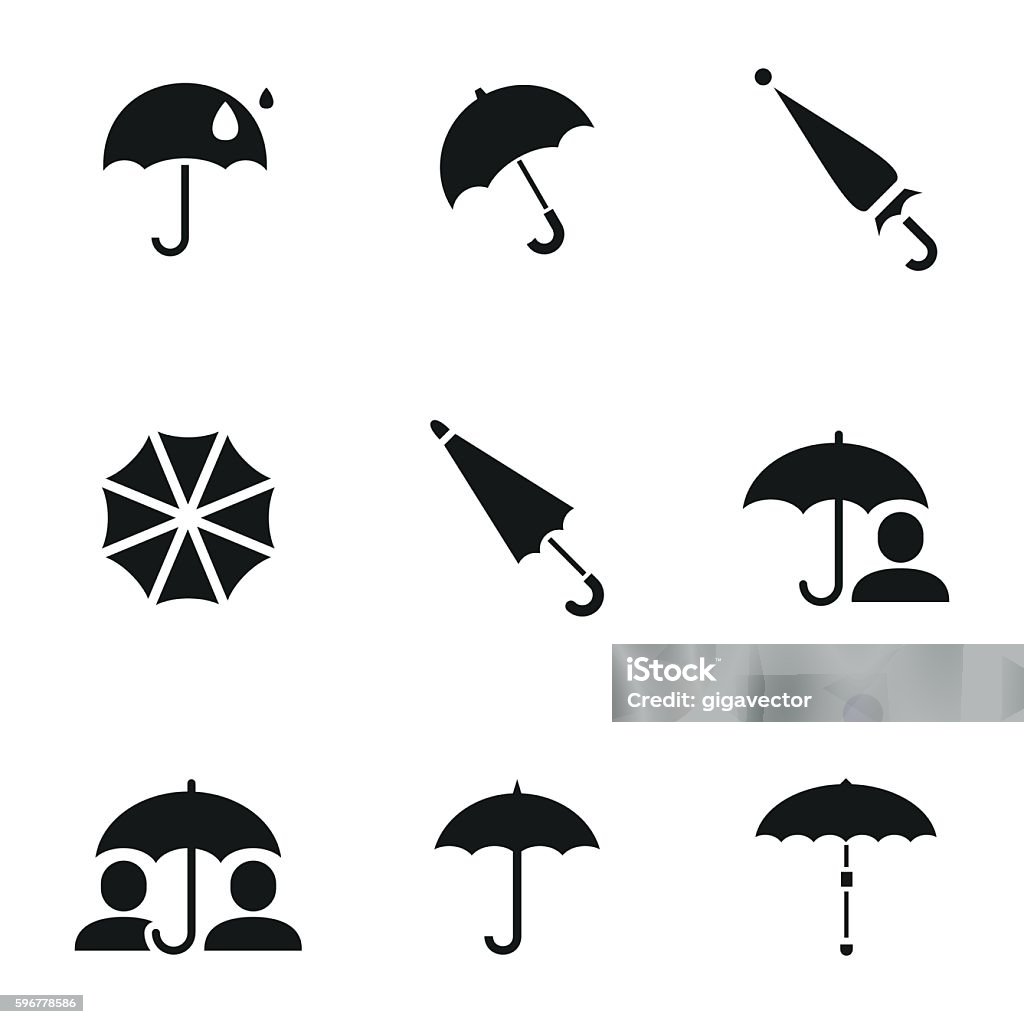 Umbrella vector icons Umbrella vector icons. Simple illustration set of 9 umbrella elements, editable icons, can be used in logo, UI and web design Umbrella stock vector