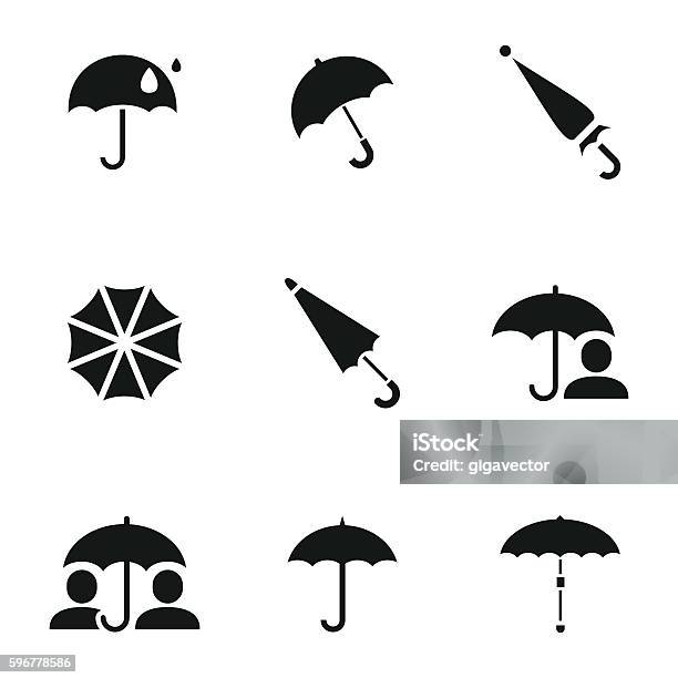 Umbrella Vector Icons Stock Illustration - Download Image Now - Umbrella, Icon Symbol, Below