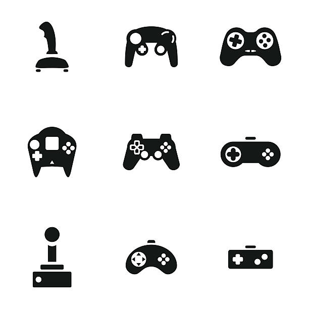 ilustrações de stock, clip art, desenhos animados e ícones de joystick vector icons - video image play symbol