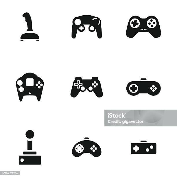 Joystick Vector Icons - Arte vetorial de stock e mais imagens de Símbolo de ícone - Símbolo de ícone, Controlo, Jogos de Azar