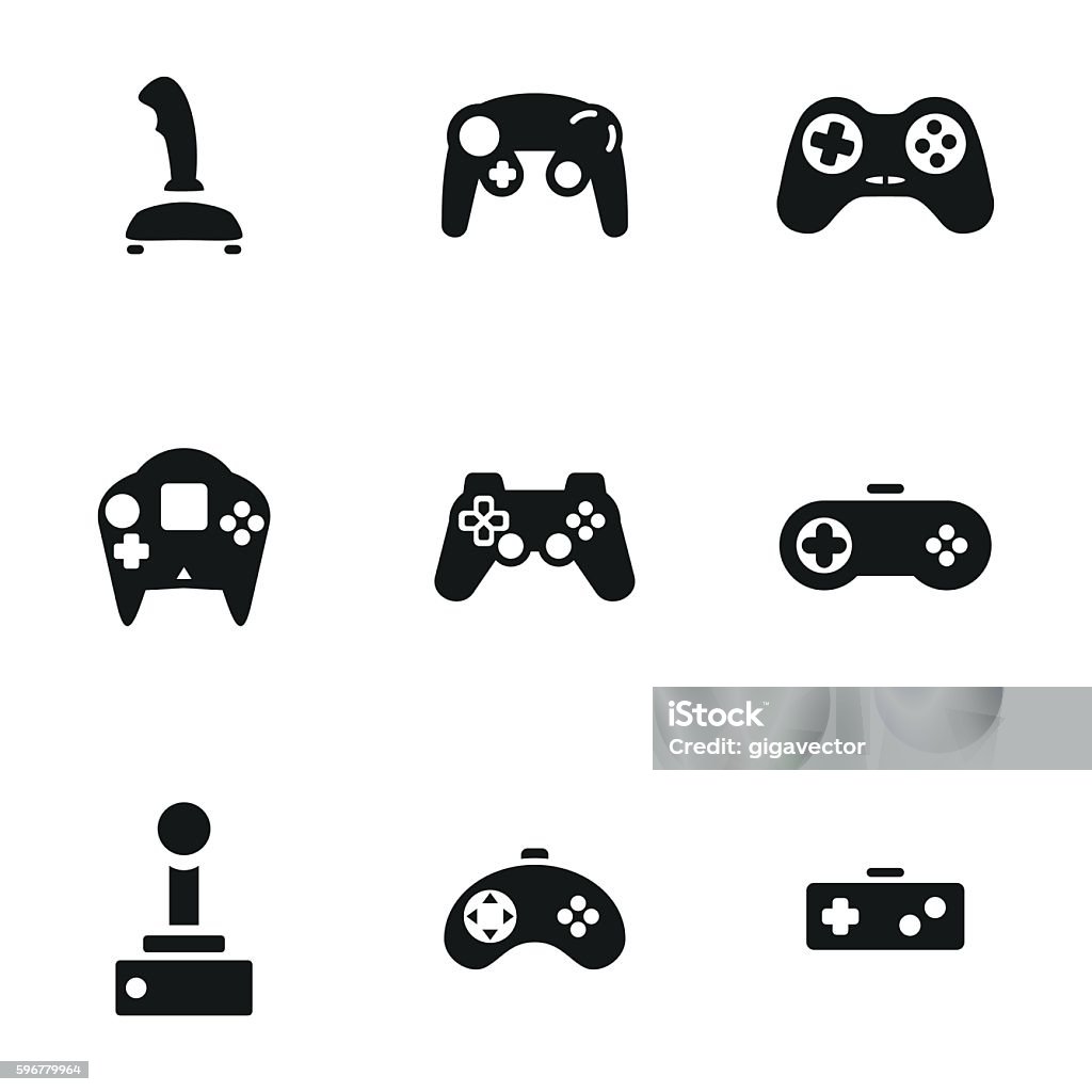 Joystick vector icons Joystick vector icons. Simple illustration set of 9 helicopter elements, editable icons, can be used in logo, UI and web design Icon Symbol stock vector