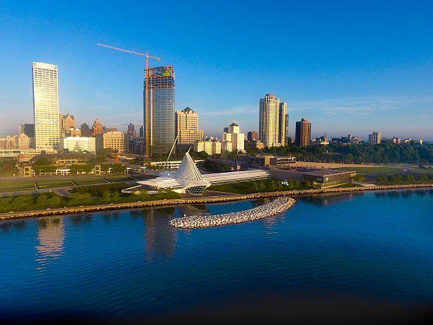 Milwaukee urban lakeshore skyline