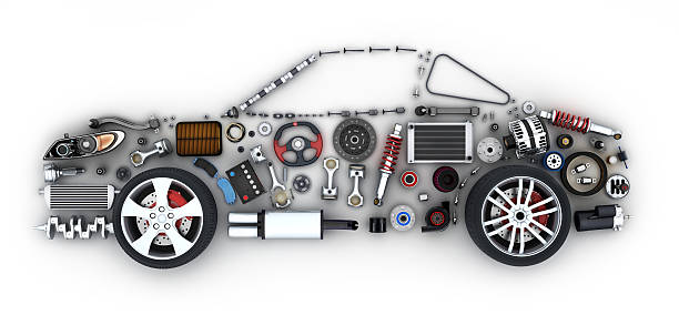 Abstract car and many vehicles parts Abstract car and many vehicles parts (done in 3d)  crank mechanism photos stock pictures, royalty-free photos & images