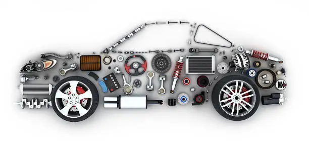 Photo of Abstract car and many vehicles parts