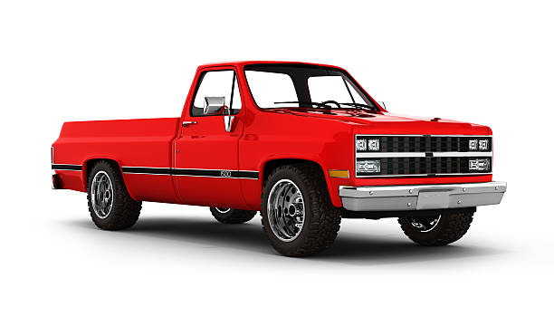 istock Red pickup truck isolated on white 3d 596781634